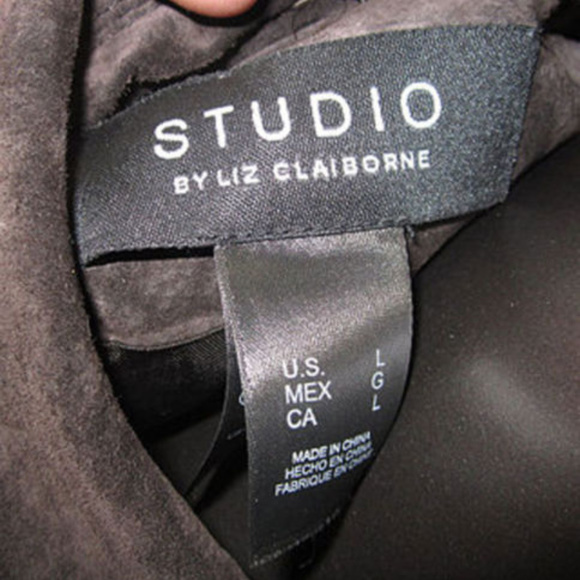 coat liz claiborne suede piel de porchno jacket - Picture 4 of 7